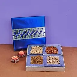 SFU E Com Dry Fruit Gift Box | Assorted Dryfruits Gift Hamper Pack with Almonds, Pistachio, Cashew Nuts, Raisins & 2 Pieces Designer Diya | Premium Gifting Collection For Diwali, New Year | 094-picture-37