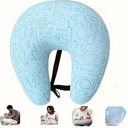 Flipon Nursing Pillow with Adjustable Belt | Breastfeeding Support Pillow for Mothers | 100% Cotton Removable Cover : Green Water-picture-13