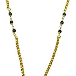Short Mangalsutra Designs Gold Plated Necklace Simple Black Beads Gold Chain Gold Mangalsutra Latest Designs For Women (24 Inches)-image-79