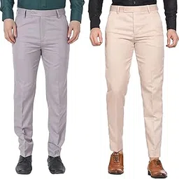 maleno Men Formal Trouser Regular Fit Solid | Soft and Breathable Pant Combo (Pack of 2)-picture-50