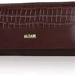 altair Ladies Leather Wallet for Women with Zip Pocket, Multiple Card Holders and Phone Pocket | Multipurpose Hand Purse Birthday Gift for Women (Brown) image 1