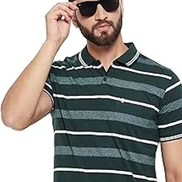 UNIBERRY Men's Cotton Blend Half Sleeve Striper Polo Neck T-Shirt Has A Short Sleeve & Pocket On ChestBZRMT3-DG-picture-16