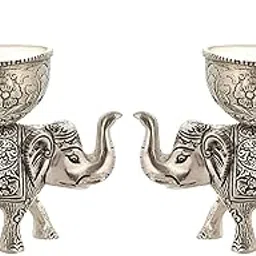 Houzzplus Handicraft Antique Elephant T Light Candle Holder Set of 2, Aluminium-picture-37