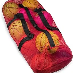 Crown Sporting Goods 39" Mesh Sports Ball Bag with Adjustable Shoulder Strap, Oversize Duffle - Great for Carrying Gym Equipment, Jerseys, & Laundry (Red)-image-52