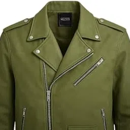 yunku Olive Biker Jacket || Jacket for men || Lightweight Outwear Jacket || RELAXED FIT & REGULAR Length image 1