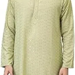 woven bloom Men's Cotton Chikankari Embroidered Kurta with Full Sleeves and Knee Length Design and Traditional Style | Rayon Regular Fit Casual Kurta | Kurta for Men-picture-42