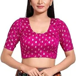 vamas Women's Georgette Padded Self Design Half Sleeve Readymade Saree Blouse (VFJ-208)-picture-34