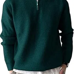 colorchakra High Neck Woollen Sweater for Mens Half Zip Wool Cardigan Plus Size M to 5XL-picture-29