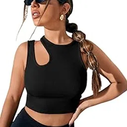 ben martin Women's Cotton Stretchable Sleeveless Asymmetrical Neck Tank Top-picture-18