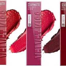 Krayons Velvet Kiss Liquid Matte Lipstick for Women |12hrs stay|Intense Color Payoff |Smudgeproof & Transferproof|Lipstick Combo Pack| Scarlet Red,Peach Pink,Wow Maroon,3.5 ml each-PACK OF 3-picture-50