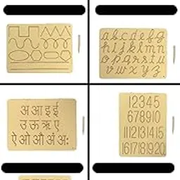 Wooden Tracing Board for Children, 2 in 1 Alphabet Tracing Letters for Kids Ages 2-5, Toddler Writing Tools for Beginners, Hindi-English Letter Tracing Board, Learning to Write (Set of 4) 77 image 1
