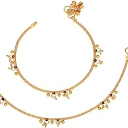 aanyacentric 1 Pair Gold Plated Anklet Accessories for Women Girls-picture-14