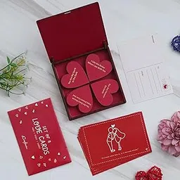 eCraftIndia Set of 8 Love Cards, 20 Reasons Why I Love You Printed on Red Hearts Wooden Valentine Gifts Box- Valentine Day Gift for Girlfriend Boyfriend Husband Wife- Valentine Day Decoration Items-picture-16