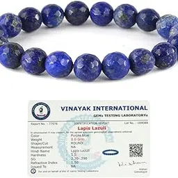 Certified Lapis Lazuli Bracelet Diamond Cut 10 mm Crystal Stone Bracelet for Reiki Healing and Crystal Healing Stones (Color : Blue)-image-2