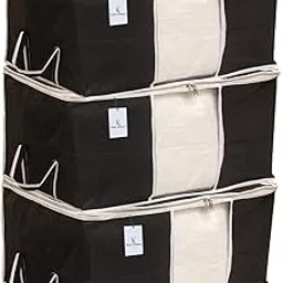 Kuber Industries 3 Piece Non Woven Underbed Storage Organiser Set, Extra Large, Black-picture-23
