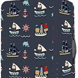 nt creation Printed Travel Luggage Cover for Suitcase - Stretchable & Scratchproof Trolley Bag Protector (New 11 Blue Ocean, Large) image 1