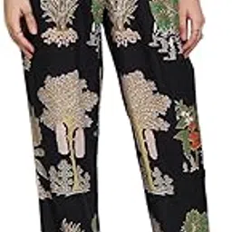ravaiyaa - attitude is everything Women Printed Cotton Straight Fit Pants | Palazzo Pants Elasticated Waistband | Versatile for Casual Wear, Loungewear & Vacation Outfits-picture-43