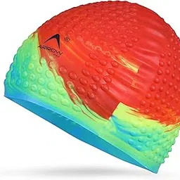 Swimming Cap Bubble Dotted for Women Girls Men Boys Swim Cap for Long Hair | Anti Slip Silicone Swiming Cap Ideal for Everyday use (Multi-Rainbow)-picture-21