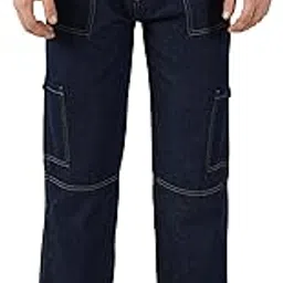 Mens Mid Rise Relaxed Fit Cotton Cargo Jeans-image-99