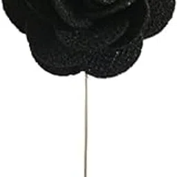 voici France Men's Camellia Flower Lapel Pin Handmade Boutonniere Stick Brooch for Suits tuxedo Black color Free size-picture-20