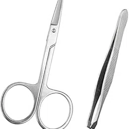 ayushicreationa Professional Stainless Steel Tweezers with Round Tip Scissors for Women Eyebrow Eyelash Facial Grooming Beauty Tools Pack of 2-picture-36
