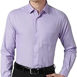 peter england Men's Solid Regular Fit Shirt (PESFONUBZ94887_Light Purple 44)-picture-35