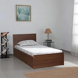Pepperfry Engineered Wood Single Bed with Box Storage | Wooden Single Bed Cot Palang Furniture with Headboard for Home Bedroom Living Room and Hotel (Walnut Finish)-image-6