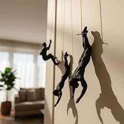 The Divine Decor Modern Art Climbing Figure Wall Decor, Black Metal Sculptures, Set of 3, Contemporary Hanging Figurines for Home Interior Design-image-2