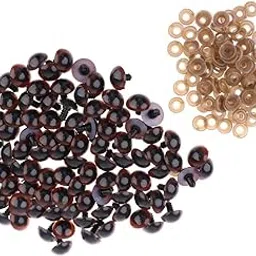 Merishopp 2x100 Pieces PP Brown Safety Eyes with Backs for Bear Doll DIY Craft 14mm-picture-25