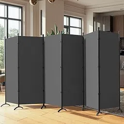 6 Panel Room Divider, Folding Privacy Screen Wall Divider for Room Separation, Freestanding Room Partitions for Home Office Dorm Decor,Grey image 1