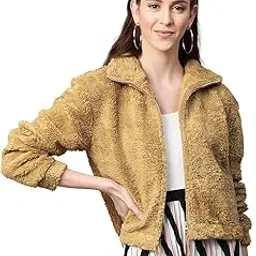 sassafras Mustard Drawstring Faux Fur Jacket image 1