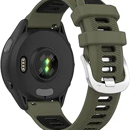 18mm Watch Bands Fit for Garmin Forerunner 265S 255S, Vivoactive 4S Quick Release Silicone Replacement Watch Bands Straps Wristbands Bracelet Fit for Garmin Vivomove 3S/Venu 2S (Olive) image 1