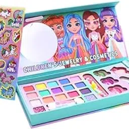 VikriDA Kids Washable Makeup Kit, Fold Out Makeup Palette with Mirror, Make Up Toy Cosmetic Kit Gifts for Girls - Safety Tested- Non Toxic image 1