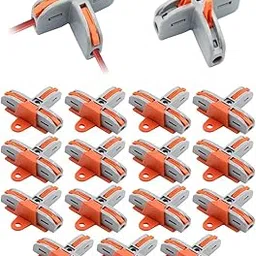 Appster 10pcs Wire Connectors T-Shape 3 Way Wire Conductor Quick Cable Splitter Electrical Push-in Terminal Block Compact Lever Nut Cable Connector Universal Wiring for AWG 28-12 Cables-image-87