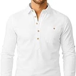 vida loca Men's Slim Fit Full Sleeve Cotton Kurta Style Shirt (KRTCLR21)-picture-42