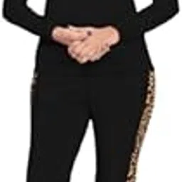 Women's Co-ord Set with Leopard Print Design | Full Sleeve Stylish Top and Jogger Pant Set | Trendy Wear for Gym Travel Casual Outings-image-62