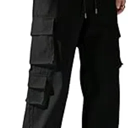 Men's Cargo | Men Cargo Pants | Men Cargo Pants Cotton | Men's Trendy Cargo Pants Elastic Waist Cargo Pant with Flap Multi Pocket Jogger Pants Drawstring Ankle Tie Cargo Pants for Any Occations-picture-54