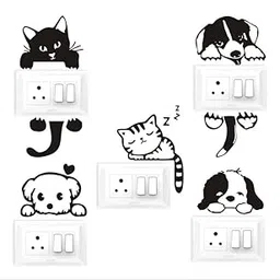 RNG PVC Vinyl Cartoon Katty Cat Animals Switch Board Stickers,Multicolor,53 X 16 Centimeter,Set of 5-picture-15