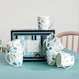 Magique by The Wishing Chair x ClayCraft : Wings Paradise Summer Ceramic Mug Set of 6 | 200 ml Fine China Tea Coffee Cups | Lightweight Durable Elegant Mugs | Ideal for Home Office Gifting-picture-46