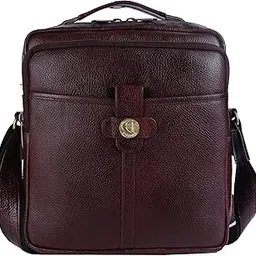 Pure Genuine Leather 9.5 inch Multiple compartment Front Belt Lock Pocket Sling Travel Office Tablet Accessories Bag-image-26