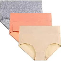 Plus Size Cotton Panties for Women | High Waist Panty with Full Coverage | Inside Elastic - No Elastic Exposure to Skin | Plus Size | Pack of 3-image-11