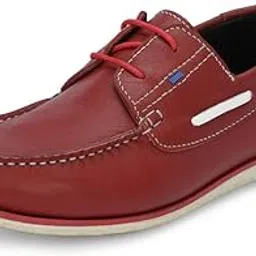 hitz Men's Red Leather Boat Shoes-picture-10