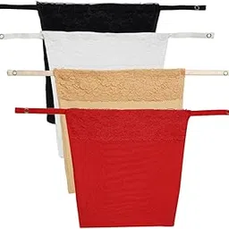plumbury Women's Cotton Spandex Clip-On Mock Camisole with Lace Camisecret -Set of 4-picture-25