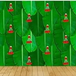 The Sun Enterprise Tropical Party Backdrop, Green Banana Leaf Pattern with Red Decorative Elements, Holiday Theme Photography Background Backdrop.-picture-10