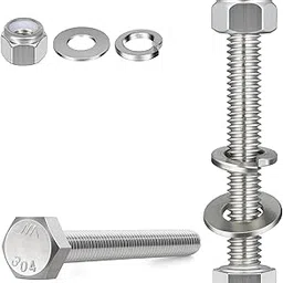 BNUOK (4 Sets) 5/16-18 x 4" Hex Head Screw Bolt,Lock Nuts,Flat & Lock Washers Kits,304 Stainless Steel 18-8,Fully Threaded-picture-11