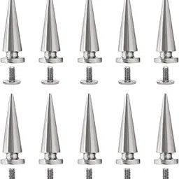 20 Pcs Brass Tree Spike and Studs 10x29MM,Metalic Screw Back Spots,for Leathercraft Rivet Bullet Leather Clothing Punk DIY Leather Crafts (Silver)-picture-12