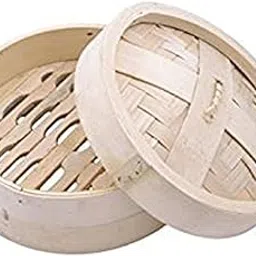 THW® Bamboo Basket Dimsum Vegetable Dumpling Momo Steamer | 7 Inches Diameter | Authentic Asian Cooking for Healthy Chinese Cuisine at Home-picture-40