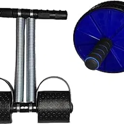 Ab Exerciser,Gym - Multipurpose Fitness Equipment for Men and Women Combo of Tummy Trimmer & Ab Wheel Roller|Stainless Steel|Double Spring|Dual Wheel-picture-14