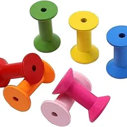 ECANVAS 100pcs DIY Wooden Colorful Cylindrical Bobbins Empty Thread Spools Findings-picture-45