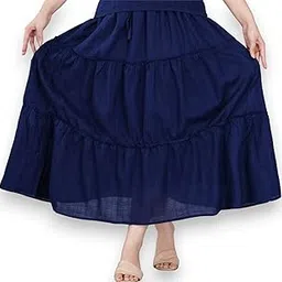 cloth bites Cotton Long Ruffle Skirt for Women, Summer Wear Comfortable Midi Skirts for Women-picture-50
